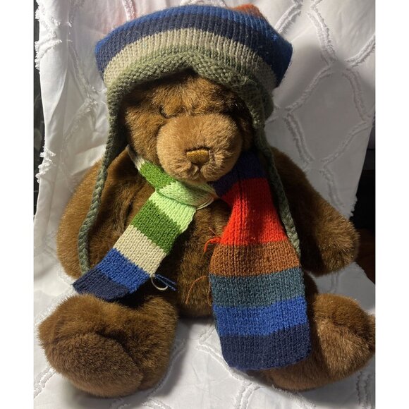Gund Teddy Bear Lord & Taylor Plush Stuffed Animal Winter Scarf Hat Christmas - Picture 1 of 8